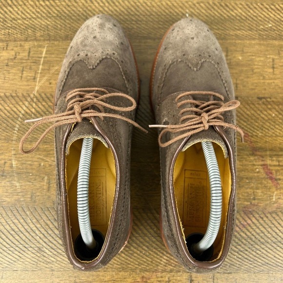 Mercanti Fiorentini Shoes Mens 8.5 Brown Suede Leather Wing Tip Oxford Relax - Picture 7 of 13